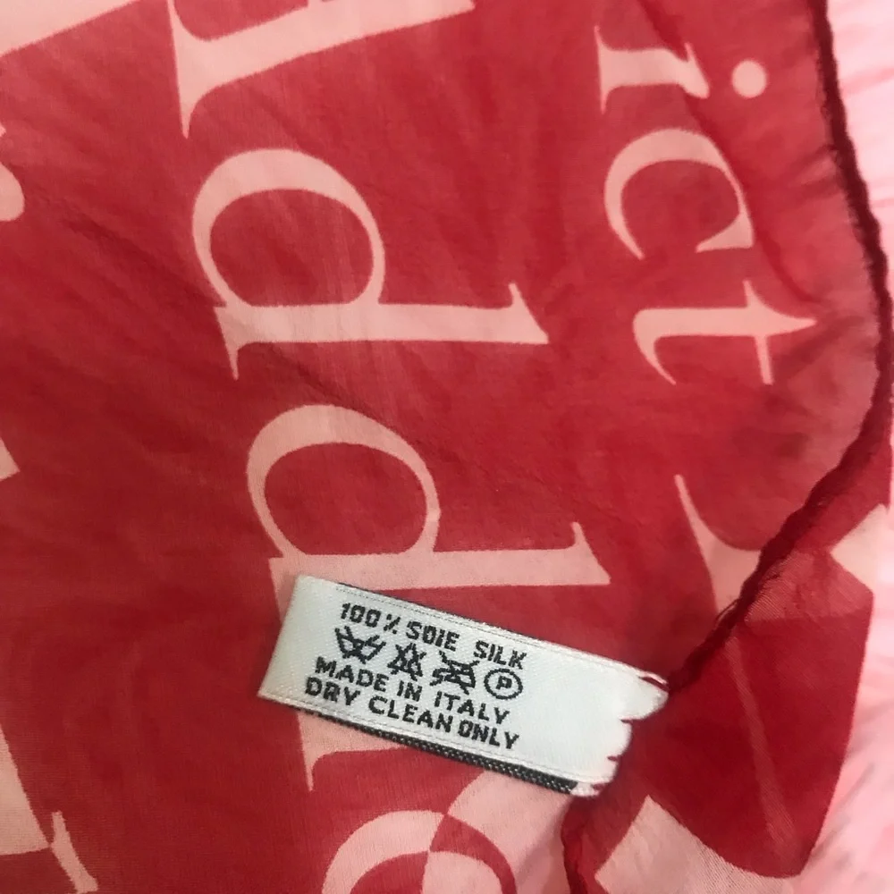 DIOR…Red and White Silk Scarf